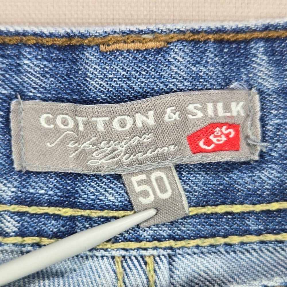 Cotton & Silk Jeans Distressed Straight Leg Medium Wash Blue Mens Size 50 IT - Picture 10 of 15